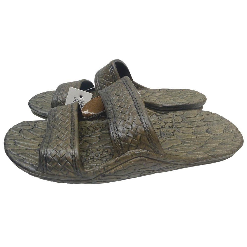 Pali Hawaii Sandals Slides Rubber‎ Textured Brown Size: Youth 3 - 3.5 / Women 5